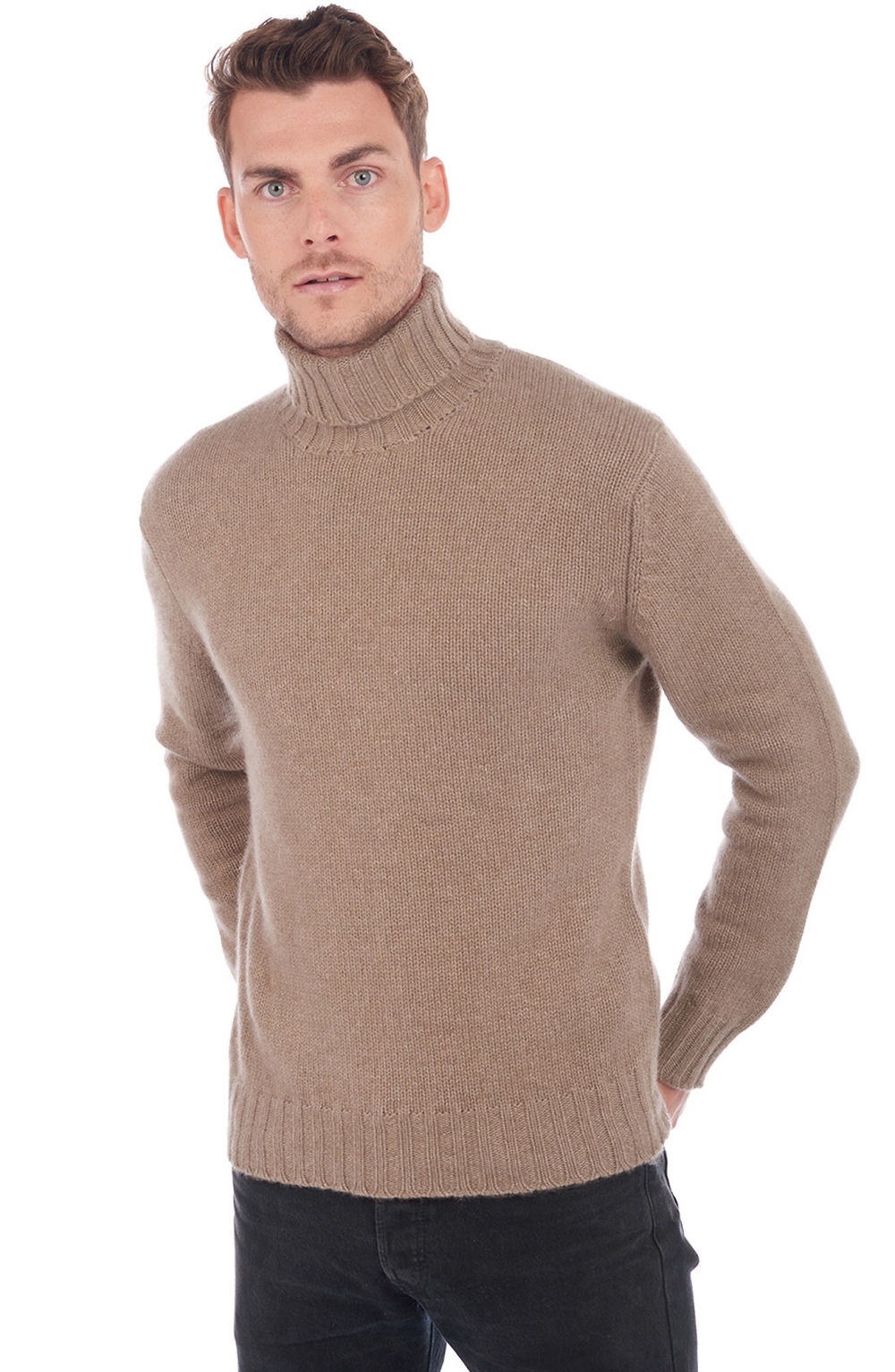 Cashmere kaschmir pullover herren dicke achille natural brown l