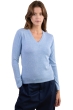 Cashmere kaschmir pullover damen v ausschnitt emma azurblau meliert 