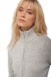 Cashmere kaschmir pullover damen zip kapuze elodie flanellgrau meliert l