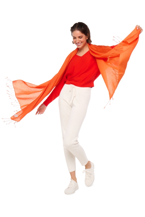 Cashmere kaschmir pullover damen diamant orange 201 cm x 71 cm