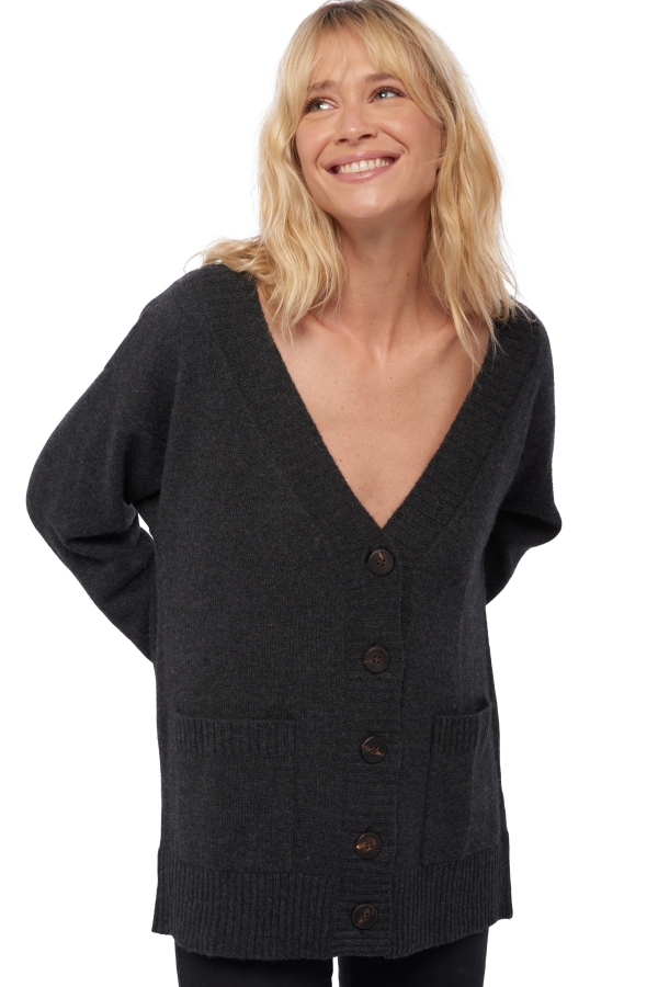 Cashmere kaschmir pullover damen dicke vadena anthrazit meliert xs