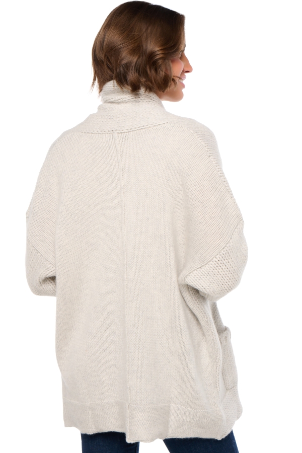 Cashmere kaschmir pullover damen dicke vienne flanellgrau meliert natural ecru l