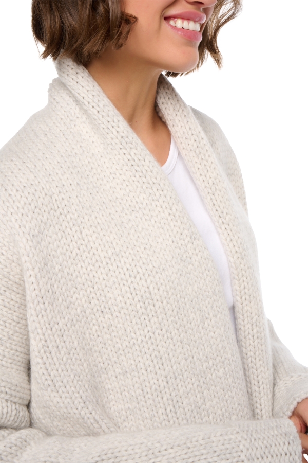 Cashmere kaschmir pullover damen strickjacken cardigan vienne flanellgrau meliert natural ecru l