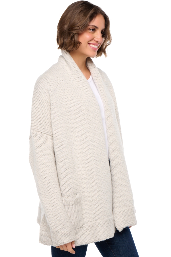 Cashmere kaschmir pullover damen strickjacken cardigan vienne flanellgrau meliert natural ecru m