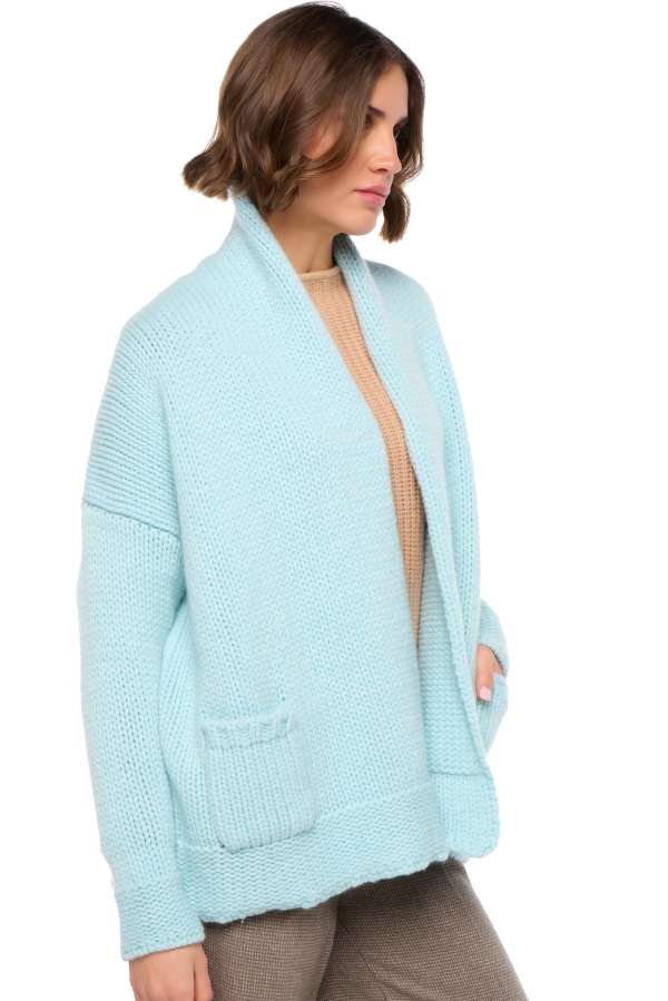 Cashmere kaschmir pullover damen strickjacken cardigan vienne natural ecru aqua m