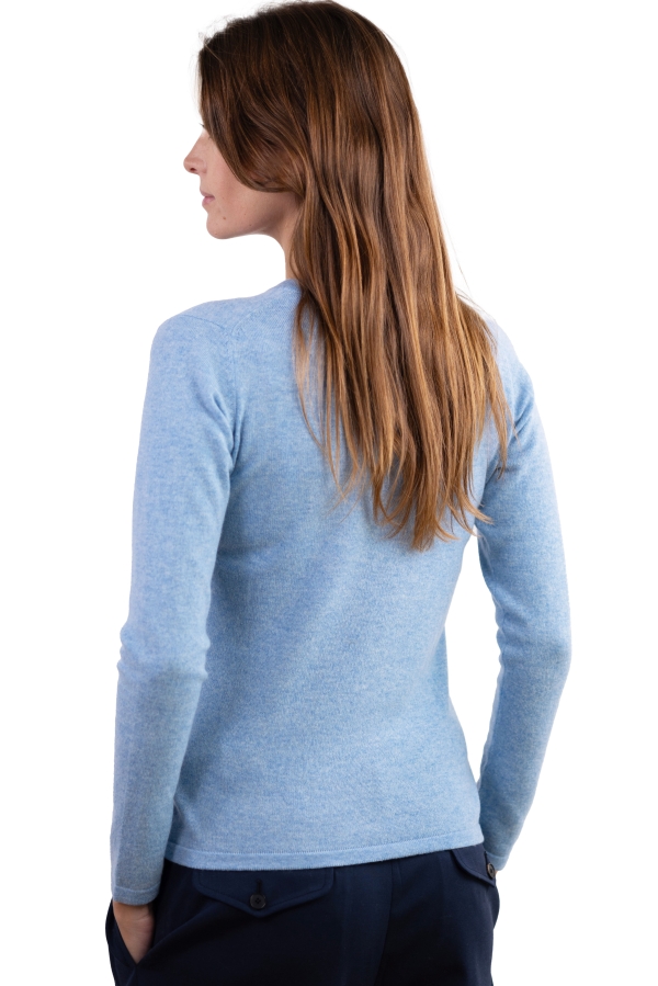 Cashmere kaschmir pullover damen v ausschnitt emma azurblau meliert 