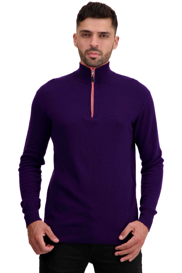 Cashmere kaschmir pullover herren polo themon deep purple juliet xl