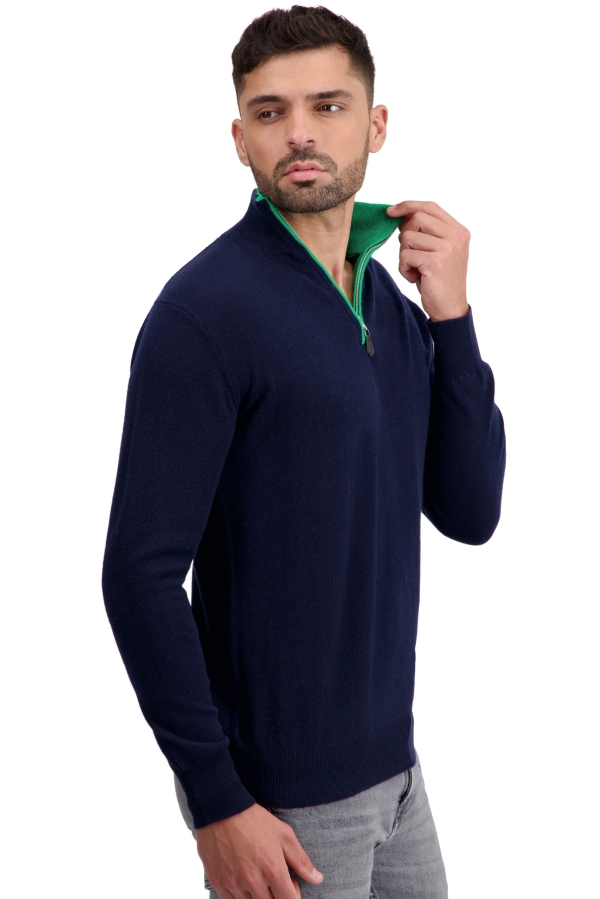 Cashmere kaschmir pullover herren polo themon nachtblau new green xl