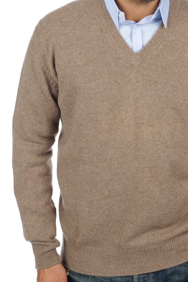 Cashmere kaschmir pullover herren v ausschnitt hippolyte 4f natural brown l