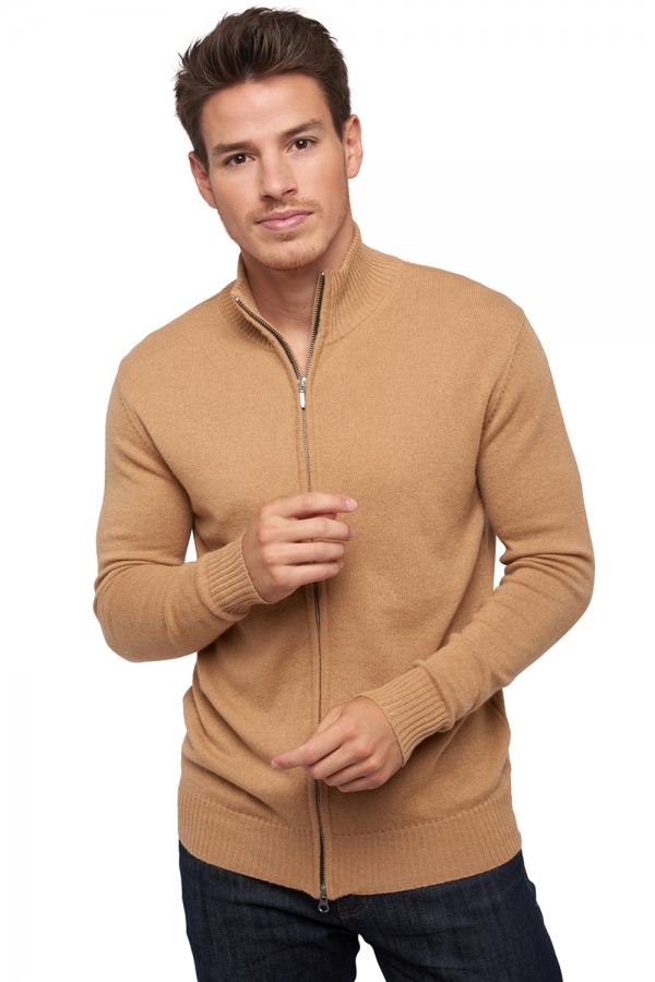 Cashmere kaschmir pullover herren zip kapuze thobias first camel xl