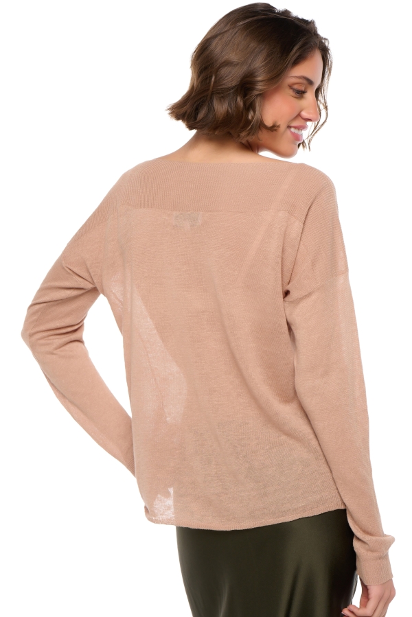 Leinen kaschmir pullover damen rundhalsausschnitt sheila latte s