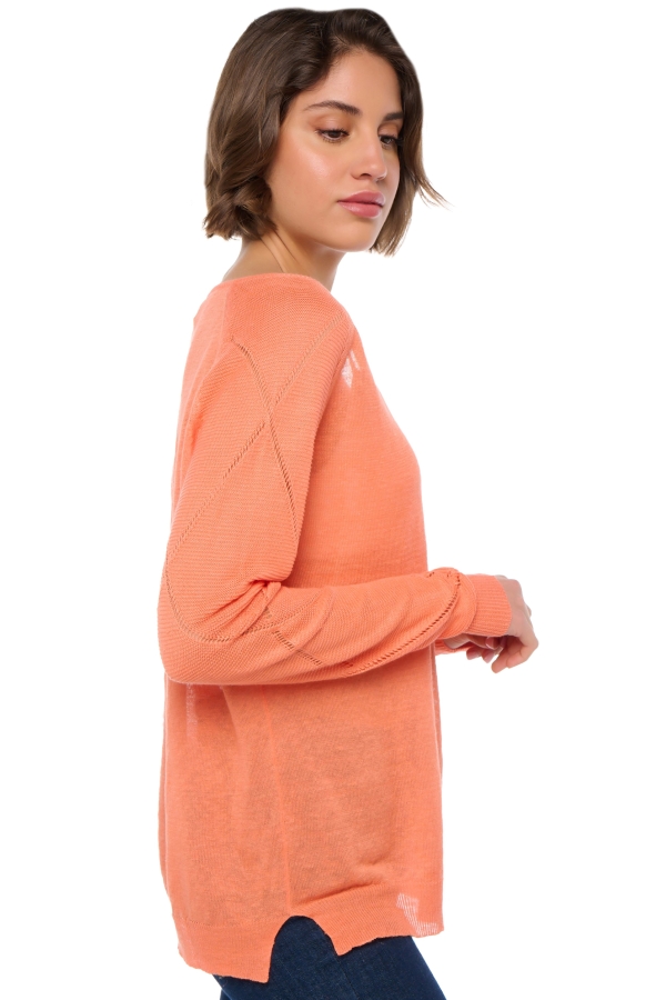 Leinen kaschmir pullover damen v ausschnitt sabrina papaya s