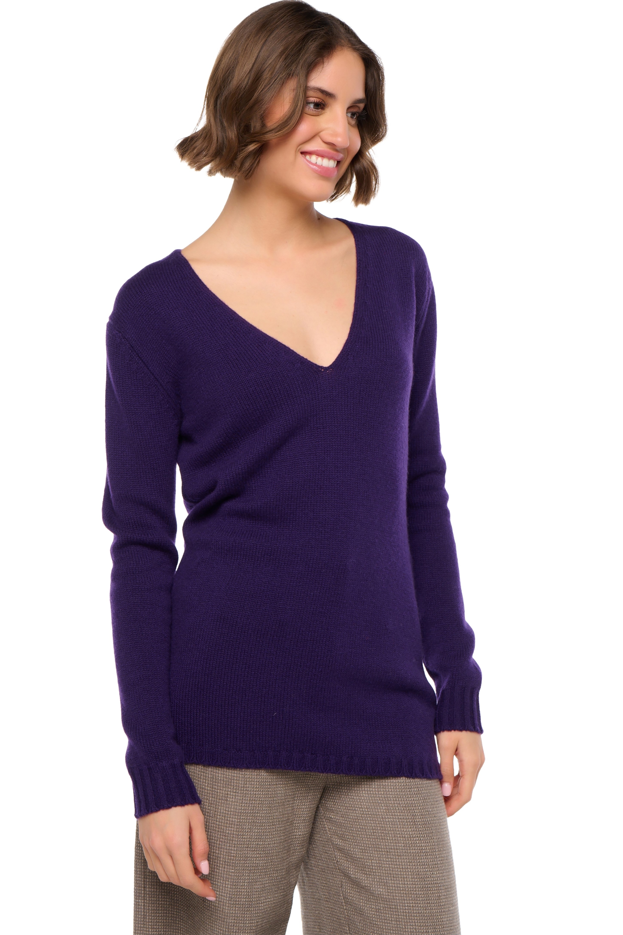 Cashmere kaschmir pullover damen dicke vanessa deep purple 2xl