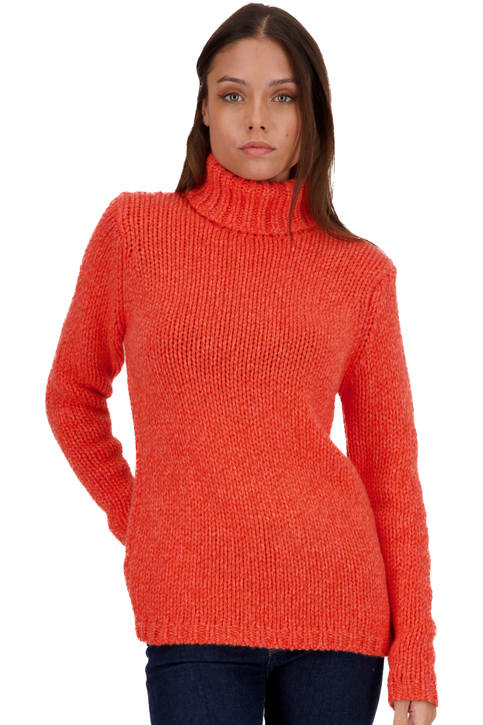 Cashmere kaschmir pullover damen dicke vicenza peach bloody orange l