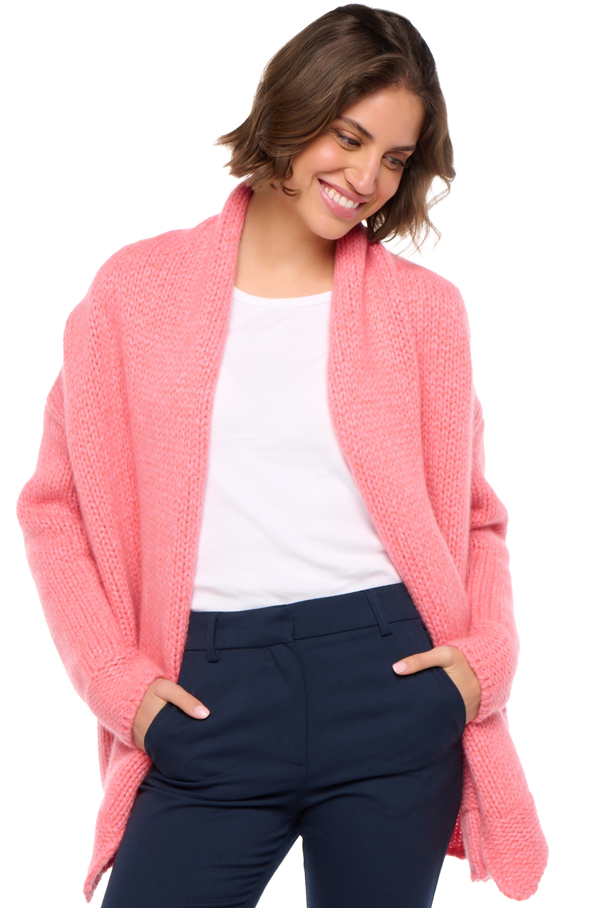 Cashmere kaschmir pullover damen dicke vienne peach rosa m