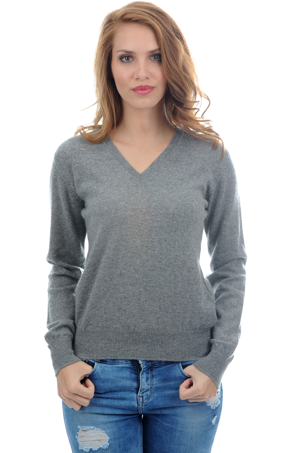 Cashmere kaschmir pullover damen fruhjahr sommer kollektion faustine grau meliert l