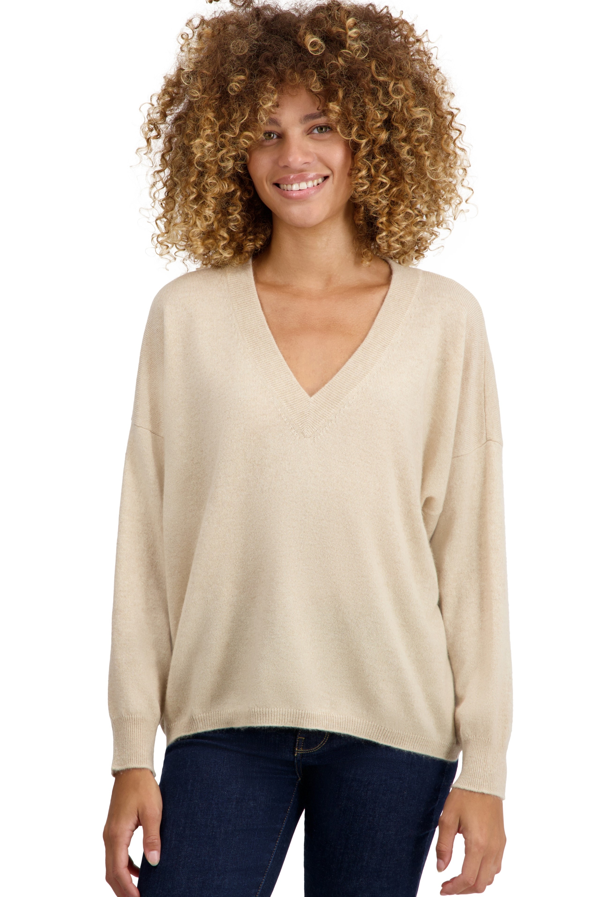 Cashmere kaschmir pullover damen fruhjahr sommer kollektion theia natural beige 4xl