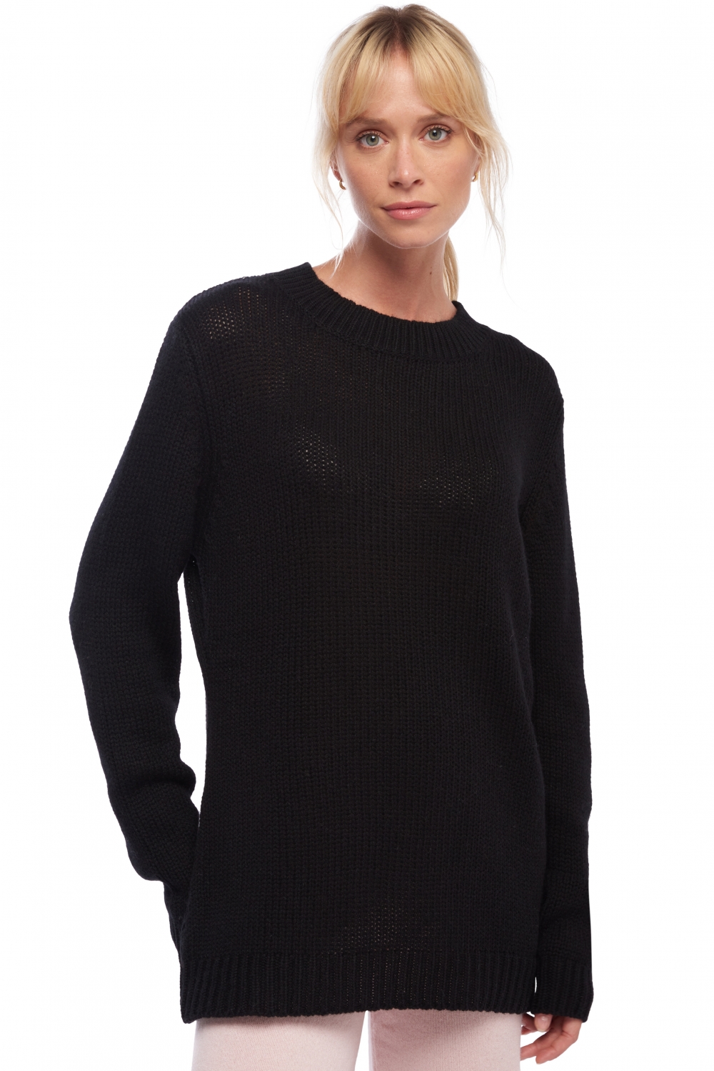 Cashmere kaschmir pullover damen rundhalsausschnitt marielle schwarz l