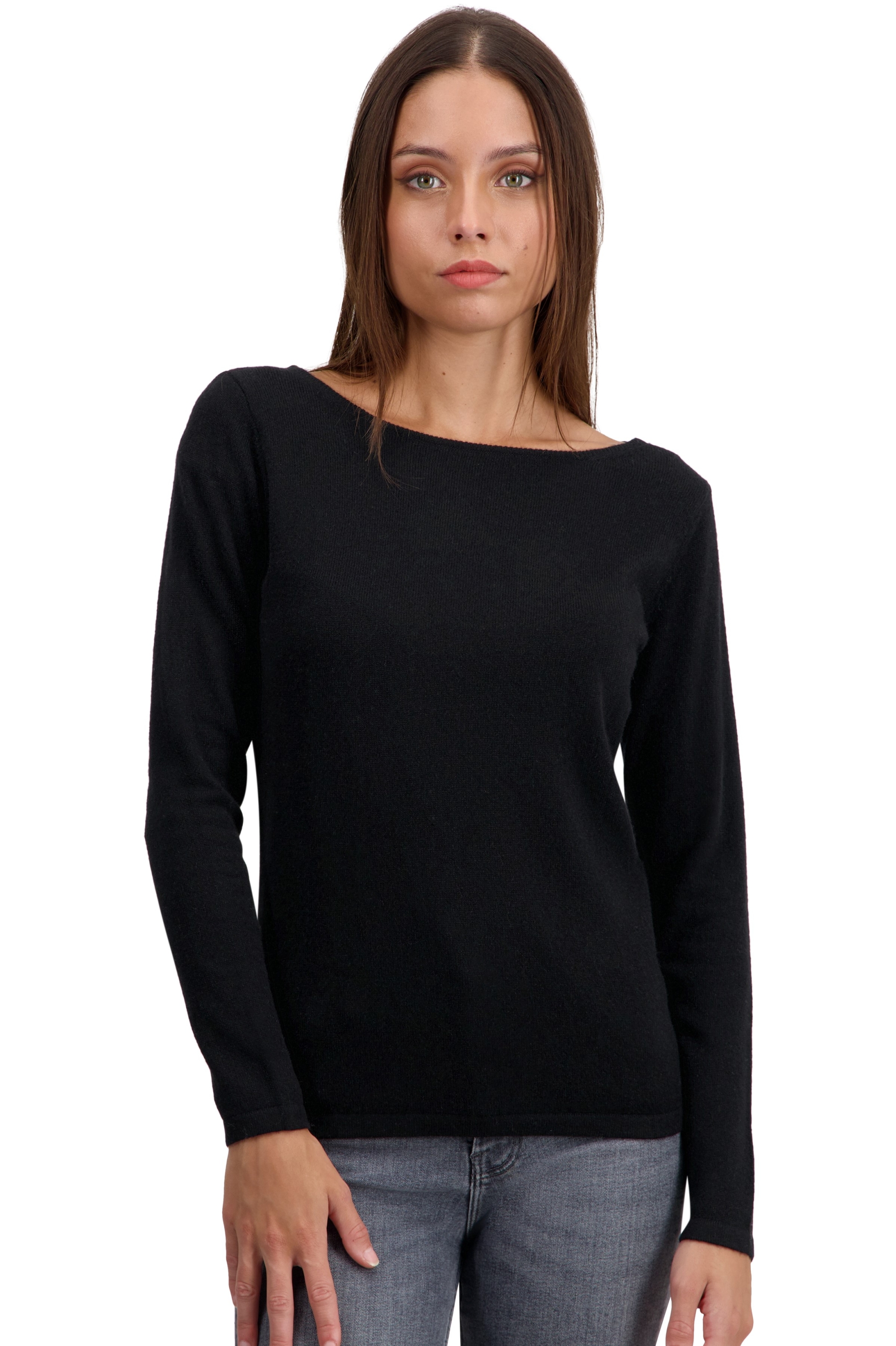 Cashmere kaschmir pullover damen rundhalsausschnitt tennessy first schwarz xs