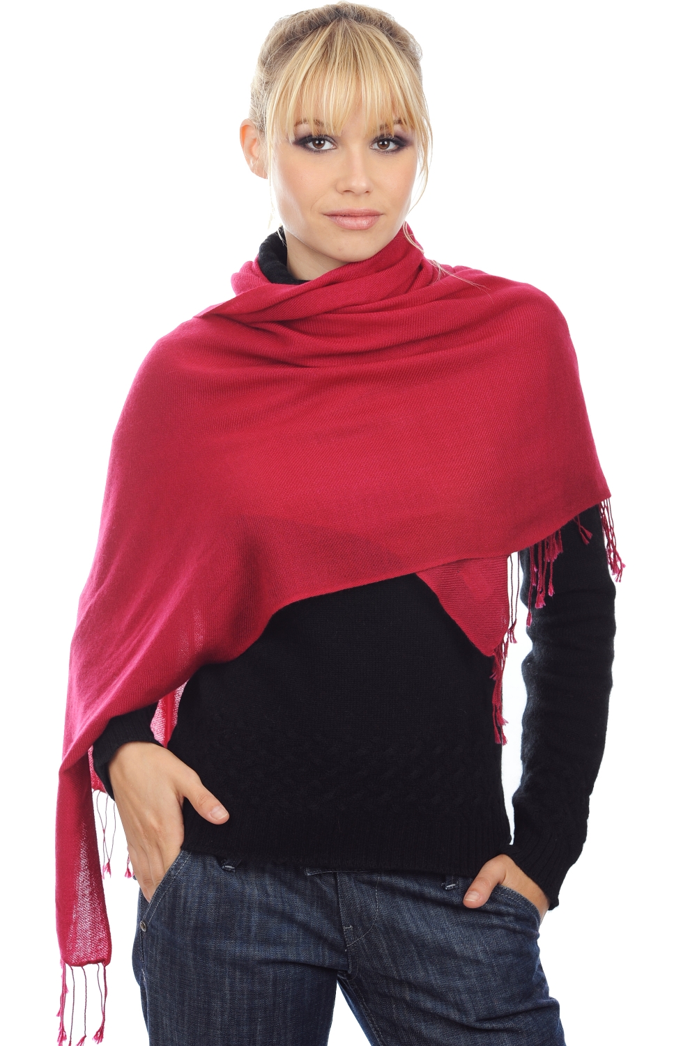 Cashmere kaschmir pullover damen stolas diamant kirsche 204 cm x 92 cm