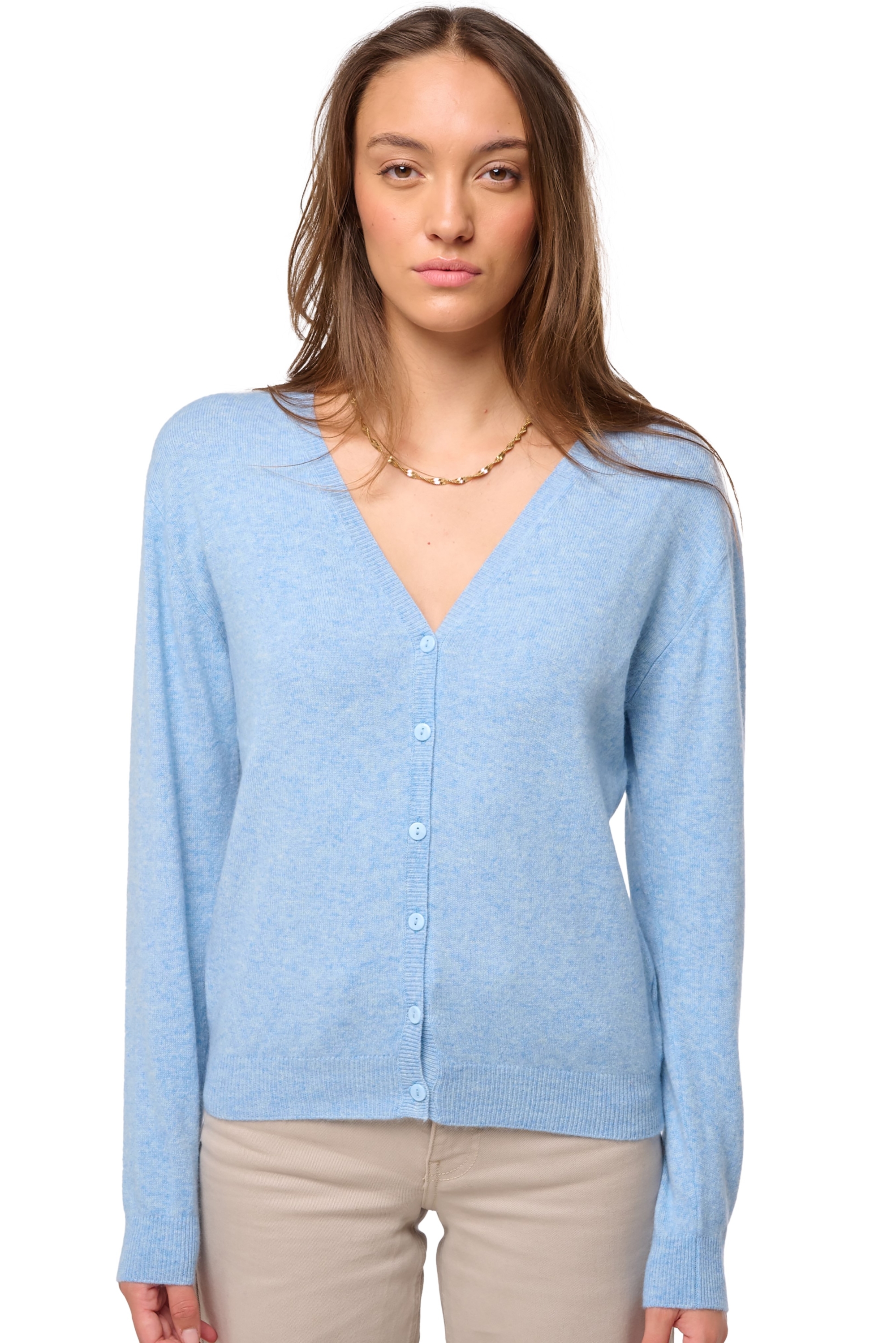 Cashmere kaschmir pullover damen strickjacken cardigan taline first powder blue xs