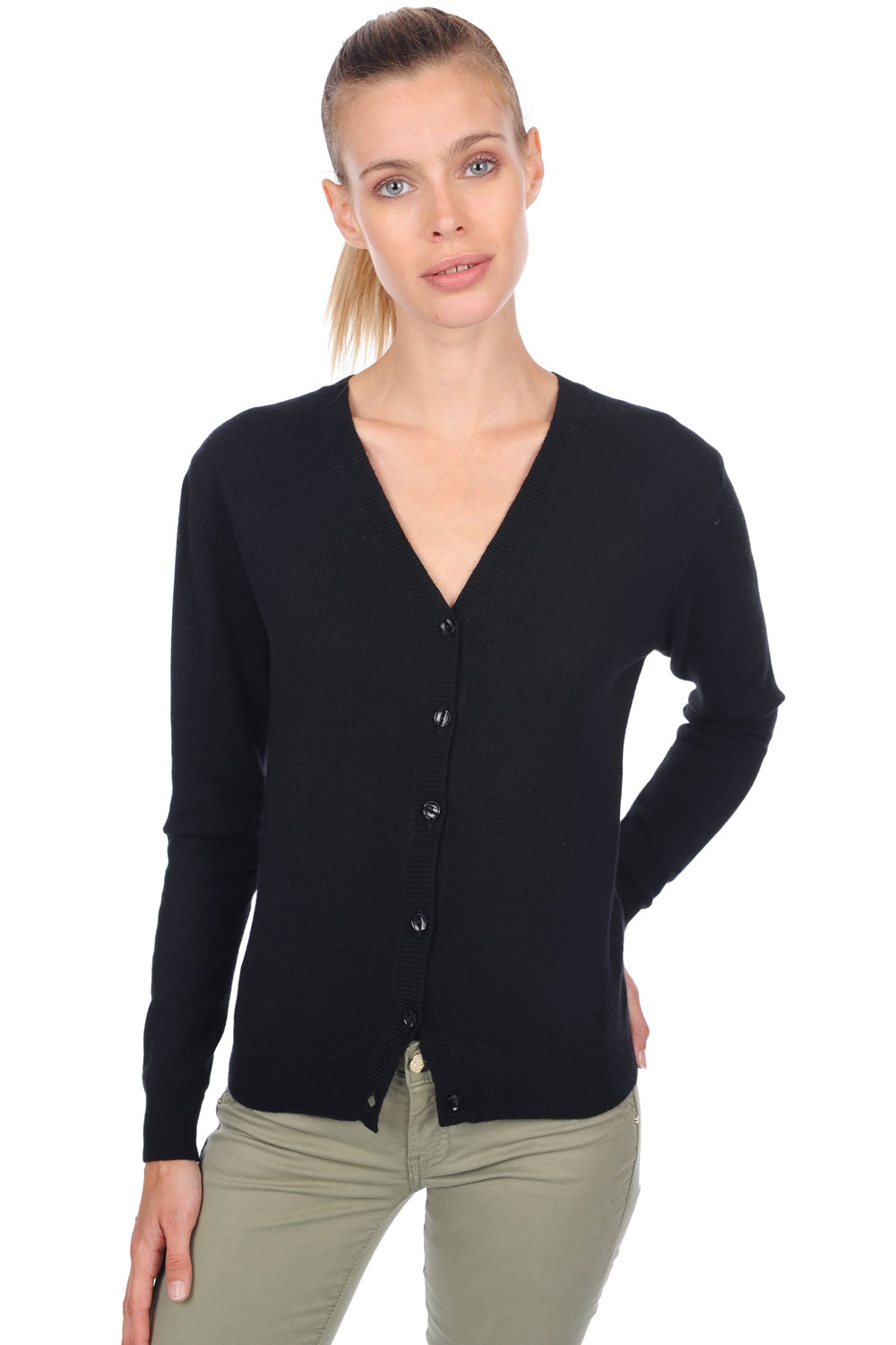 Cashmere kaschmir pullover damen strickjacken cardigan taline first schwarz xs