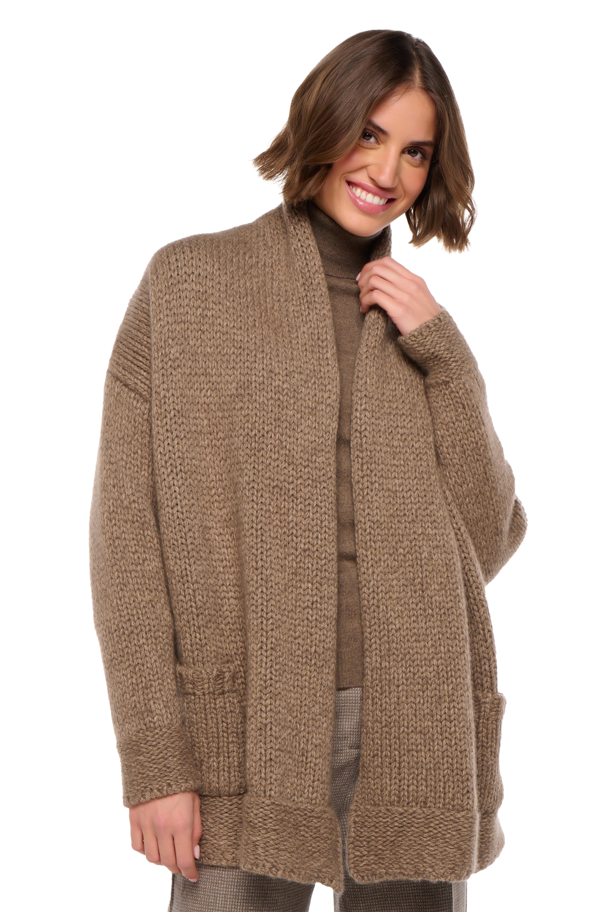 Cashmere kaschmir pullover damen strickjacken cardigan vienne natural stone natural brown m