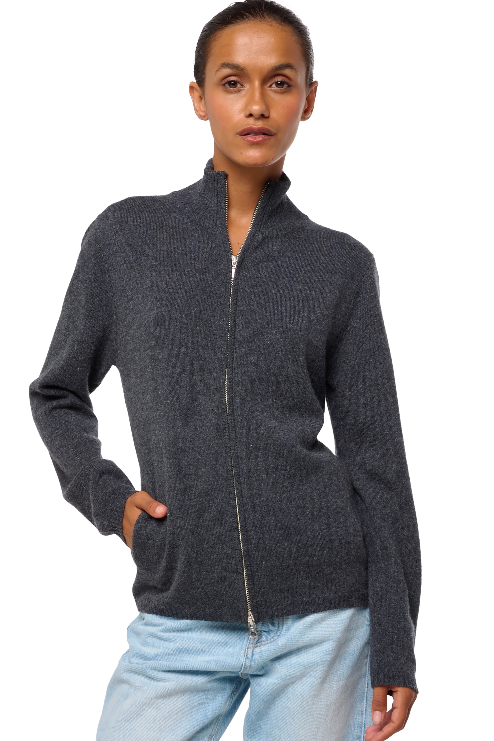 Cashmere kaschmir pullover damen thames first dark grey s