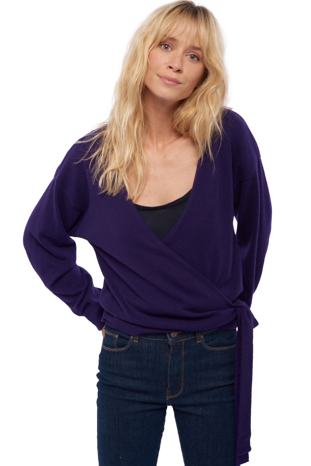 Cashmere kaschmir pullover damen v ausschnitt antalya deep purple xs