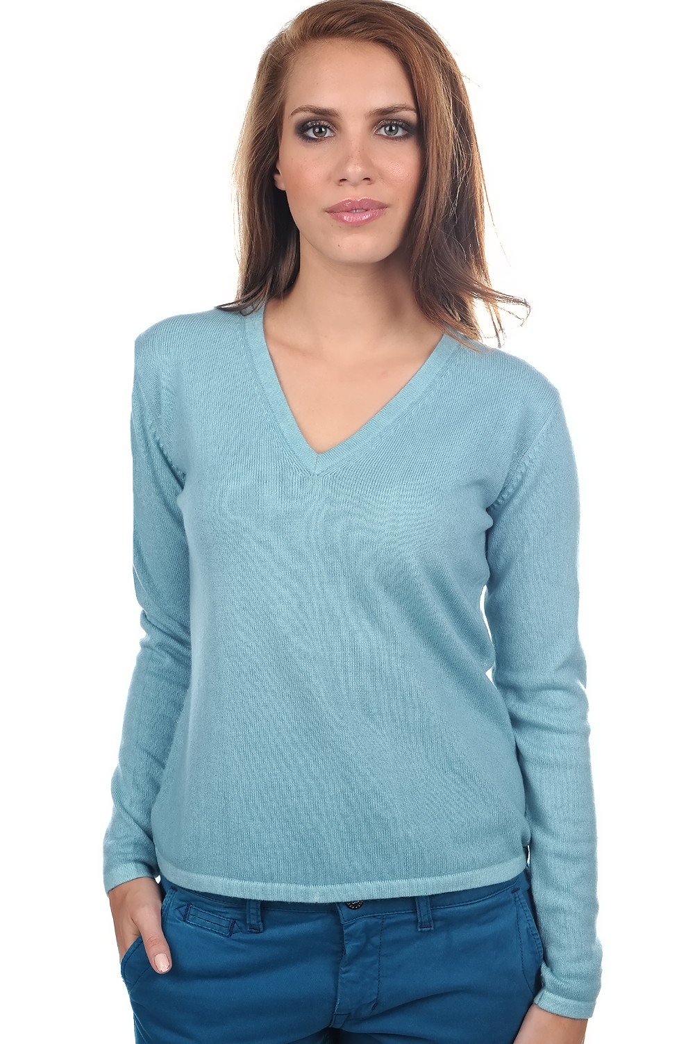 Cashmere kaschmir pullover damen v ausschnitt emma turmalin 