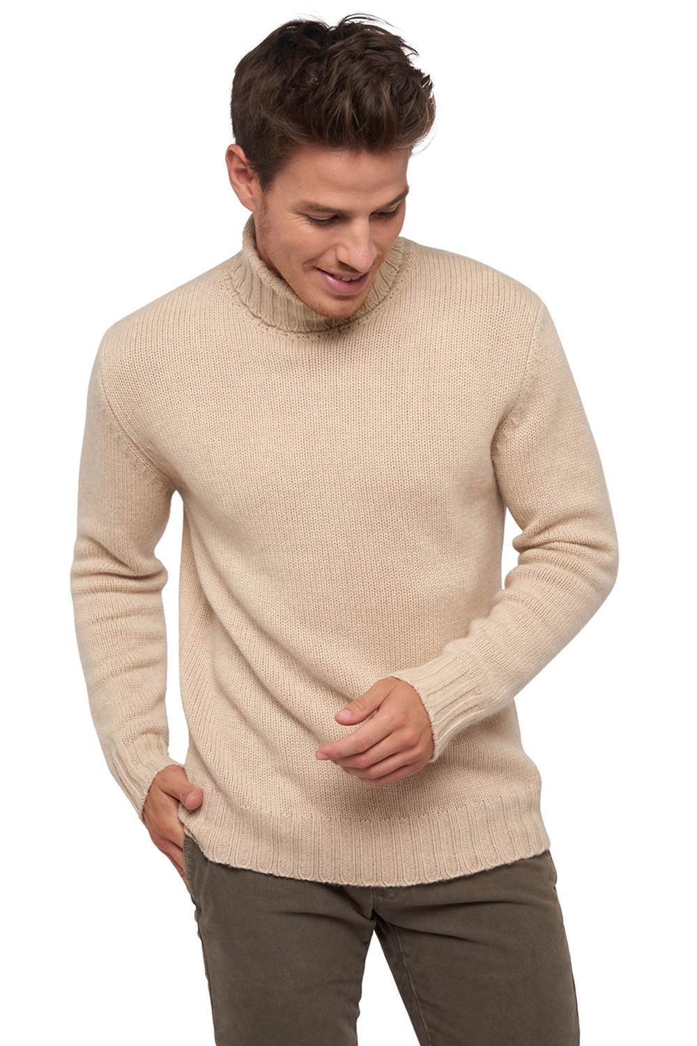 Cashmere kaschmir pullover herren dicke achille natural beige 3xl