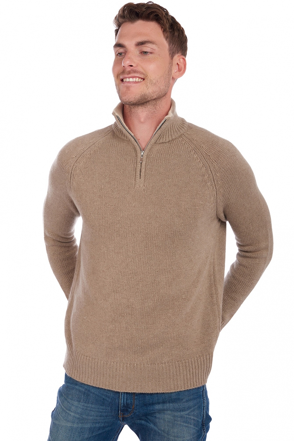 Cashmere kaschmir pullover herren dicke angers natural brown natural beige 2xl