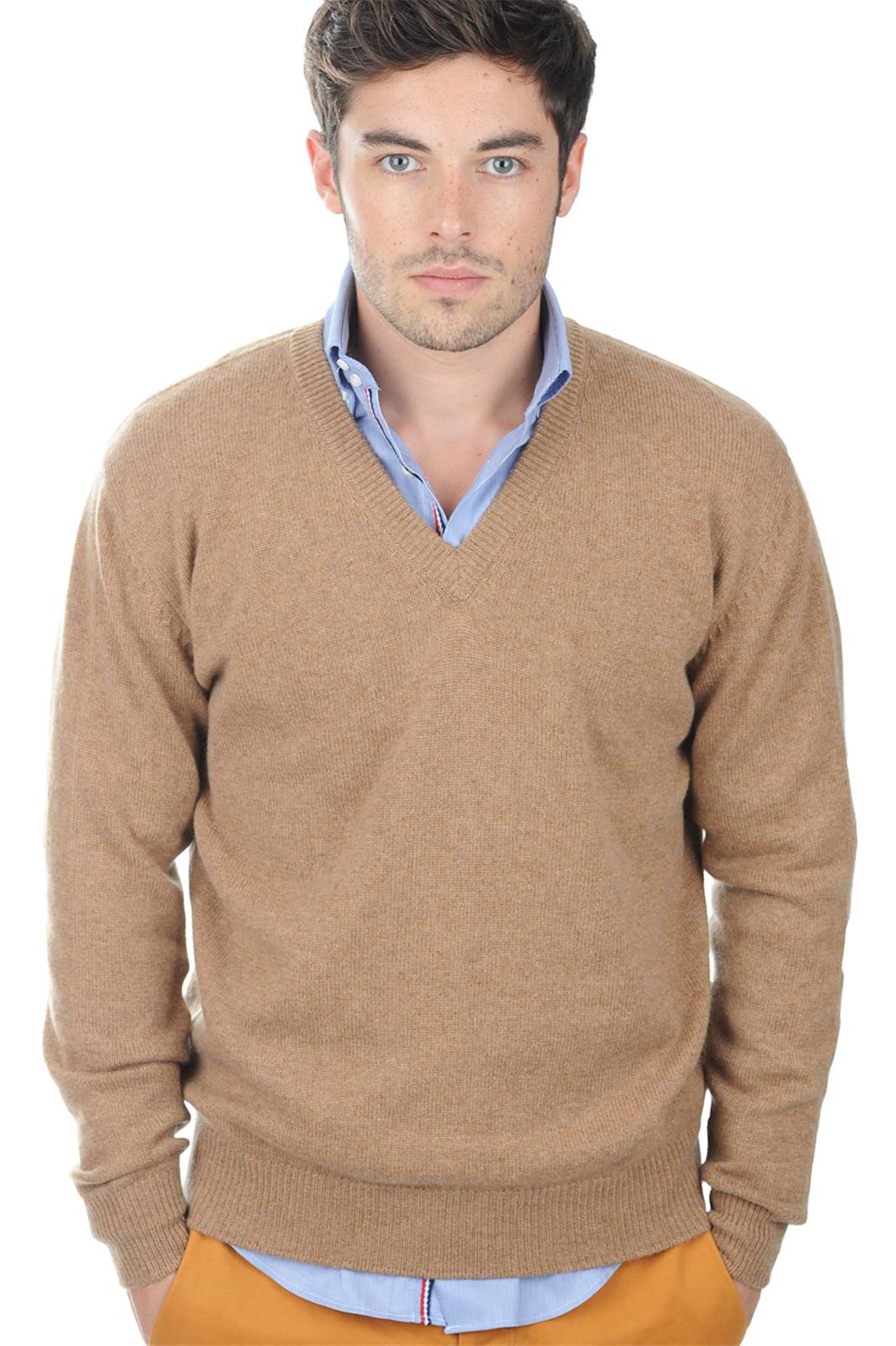 Cashmere kaschmir pullover herren dicke hippolyte 4f camel meliert xs