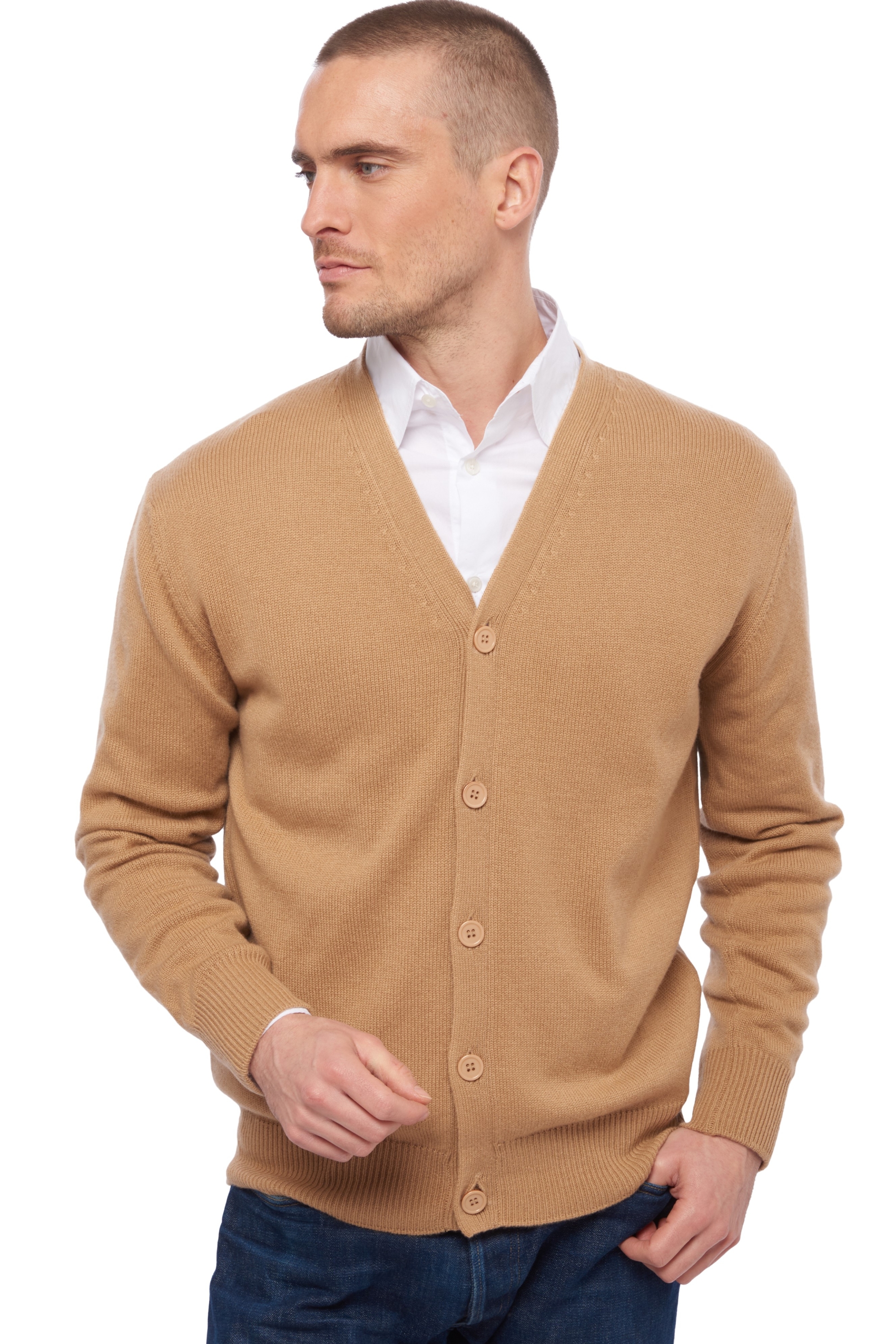 Cashmere kaschmir pullover herren leon camel xs