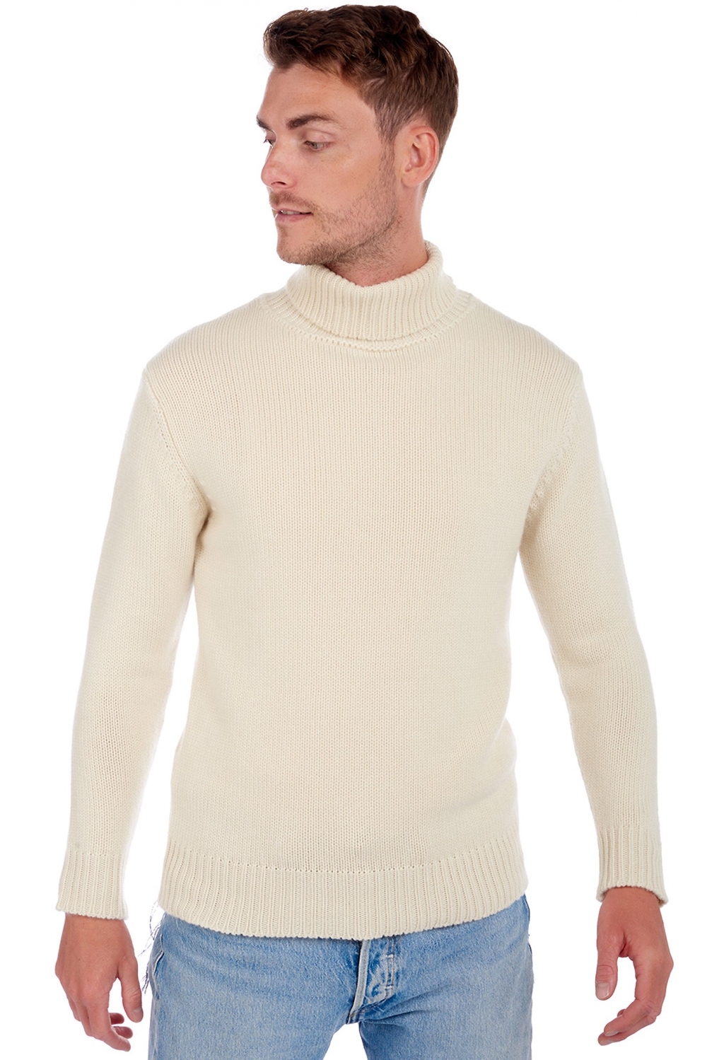 Cashmere kaschmir pullover herren polo artemi natural ecru 4xl