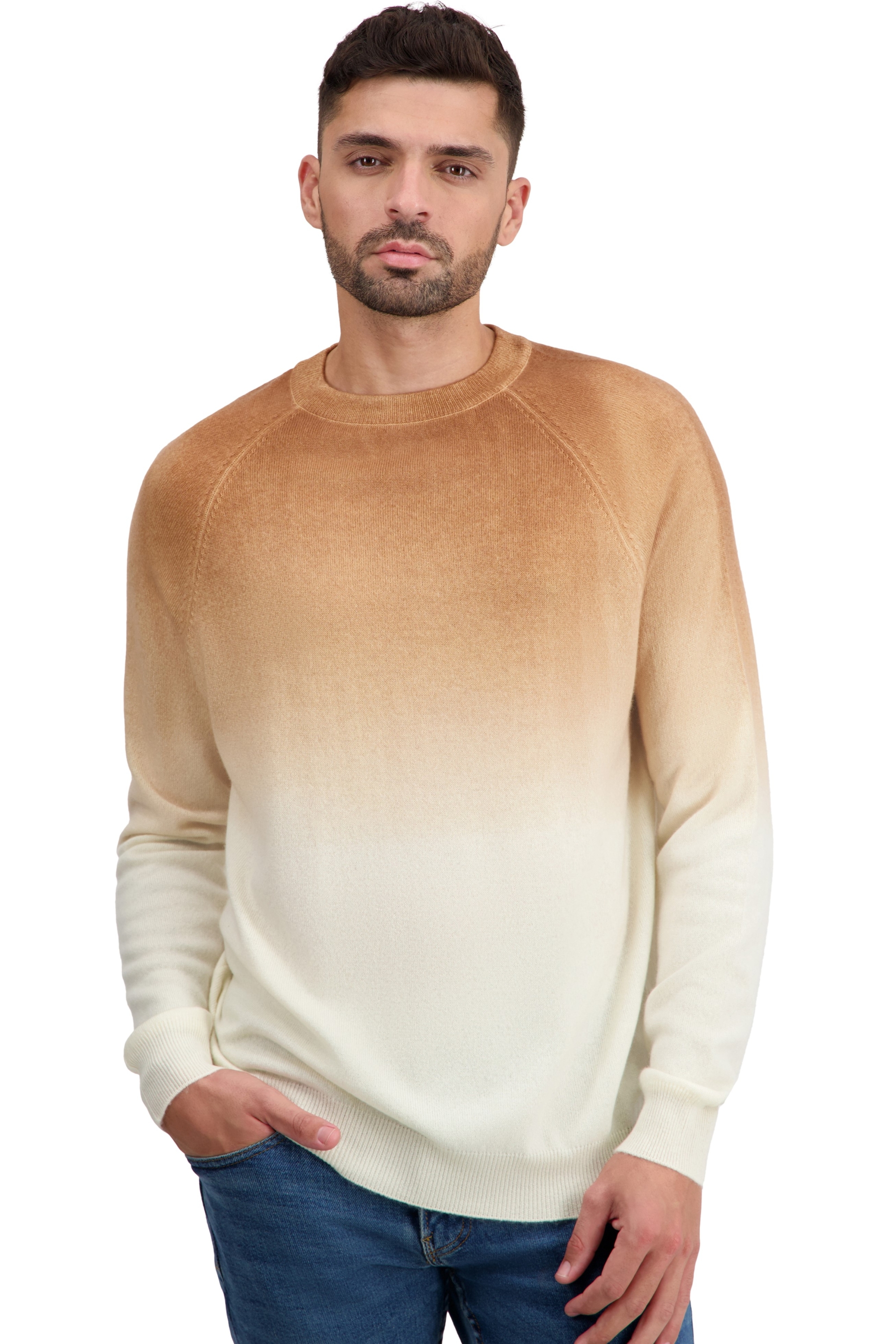 Cashmere kaschmir pullover herren schlussverkauf ticino natural ecru camel 4xl
