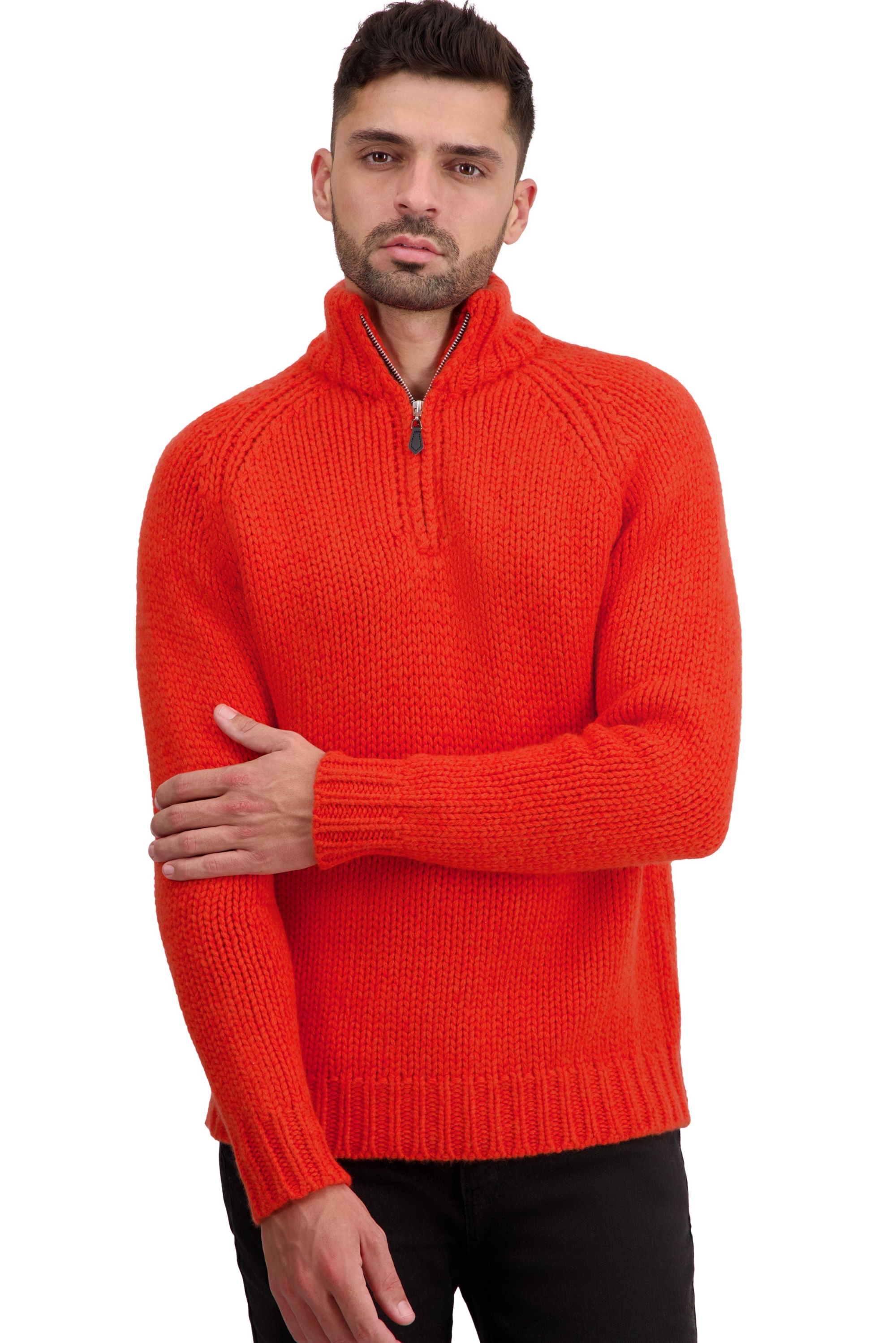 Cashmere kaschmir pullover herren tripoli bloody orange paprika 4xl