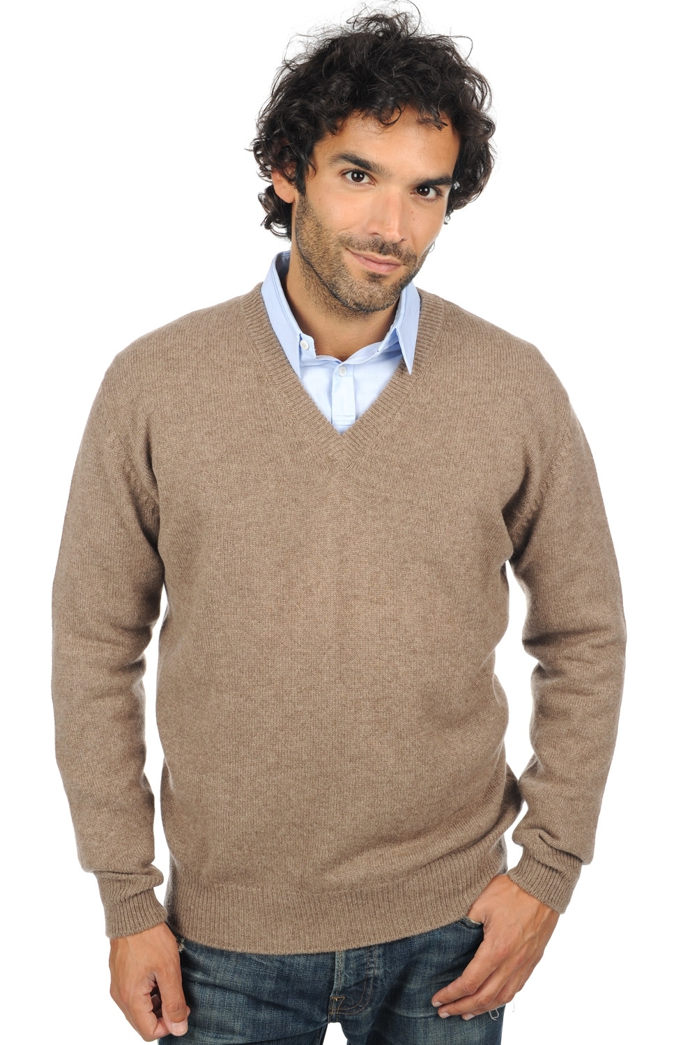 Cashmere kaschmir pullover herren v ausschnitt hippolyte 4f natural brown l