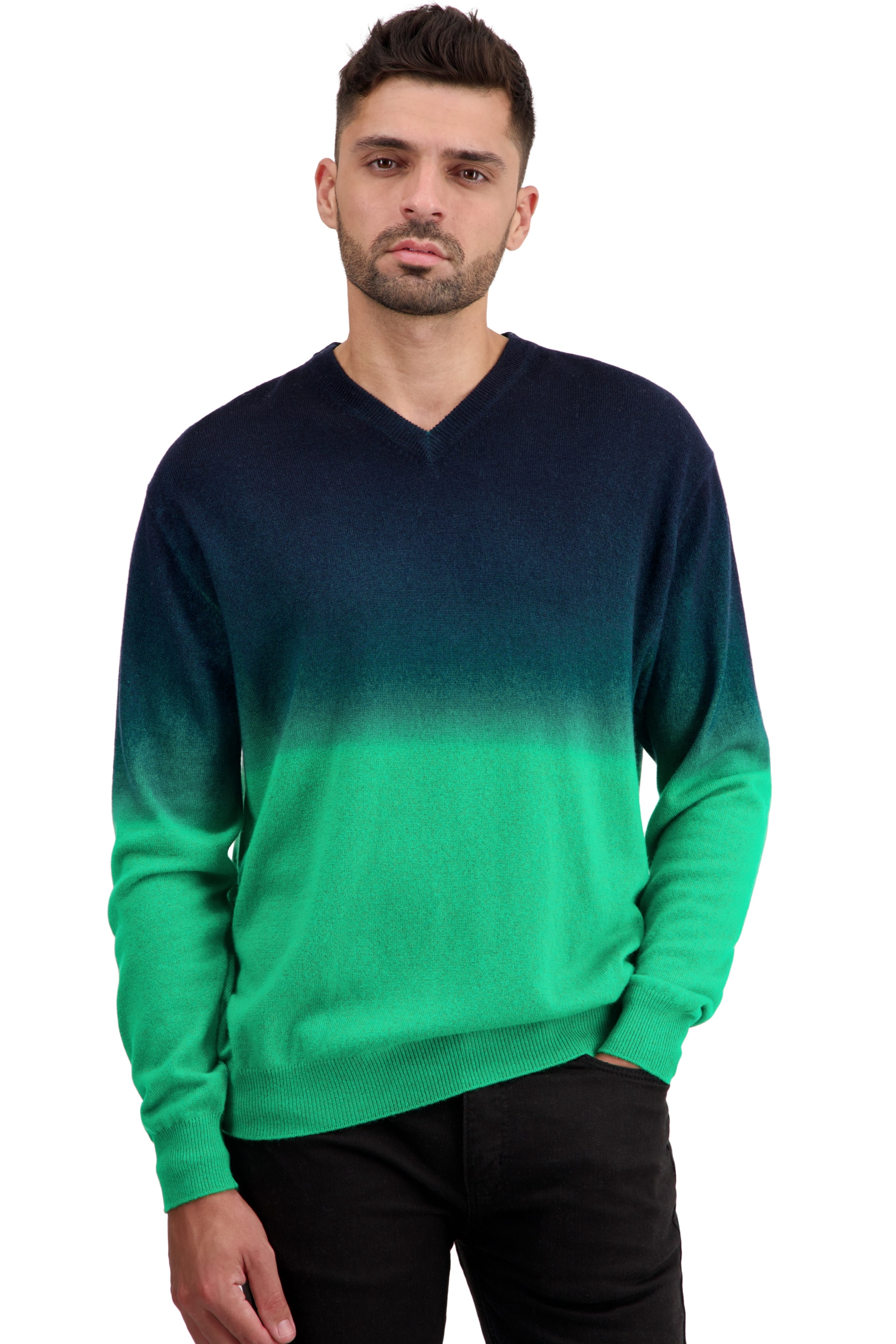 Cashmere kaschmir pullover herren v ausschnitt telaviv new green nachtblau l