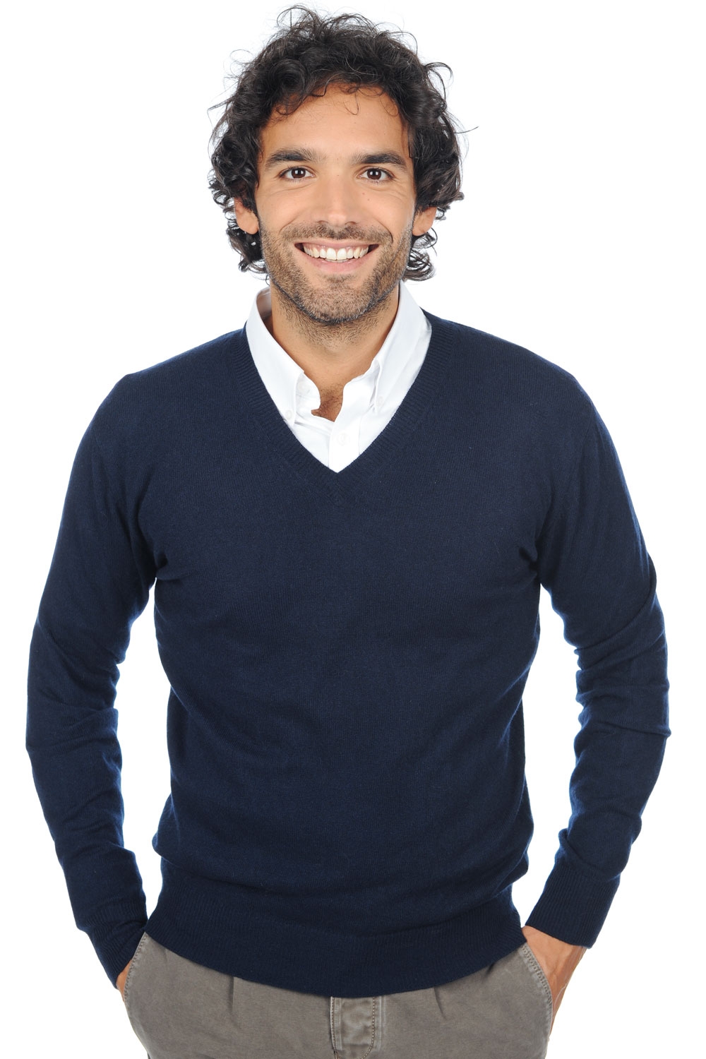 Cashmere kaschmir pullover herren v ausschnitt tor first nachtblau l