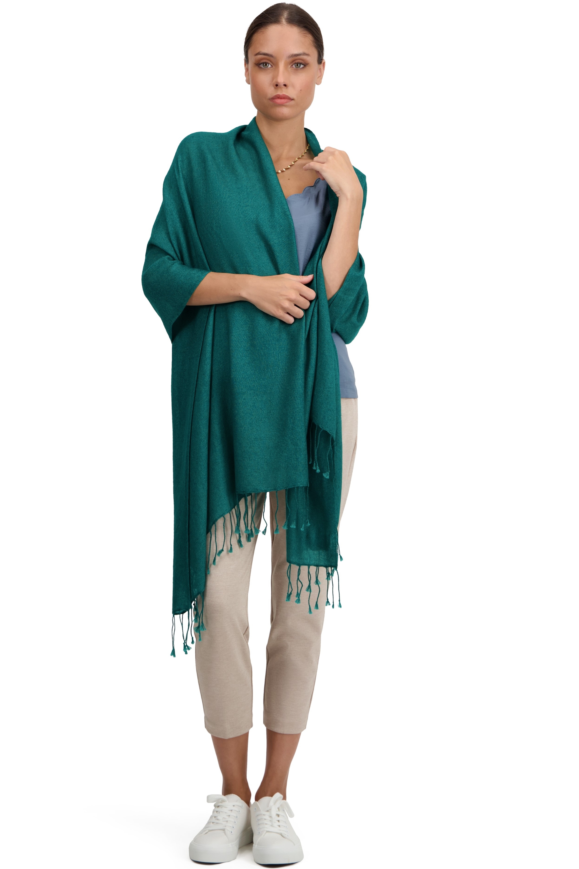 Cashmere pashmina schal diamant deep forest 201 cm x 71 cm